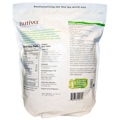 Nutiva, , Kokosmel, Glutenfri, 3 lb (1,36 kg)