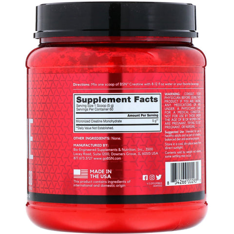 BSN, creatina, sin sabor, 10,9 oz (309 g)