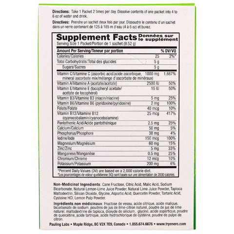 Ener-C, vitamina C, mezcla de bebida efervescente en polvo, lima limón, 30 paquetes, 10,1 oz. (285,6 gramos)