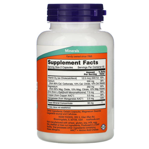 Now Foods, Cal-Mag Caps con oligoelementos y vitamina D, 120 cápsulas