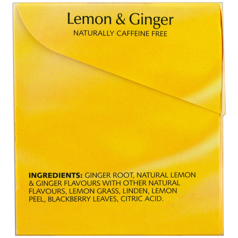 Twinings, Herbal Tea, Lemon & Ginger, Caffeine Free, 25 Tea Bags, 1.32 oz (37.5 g)