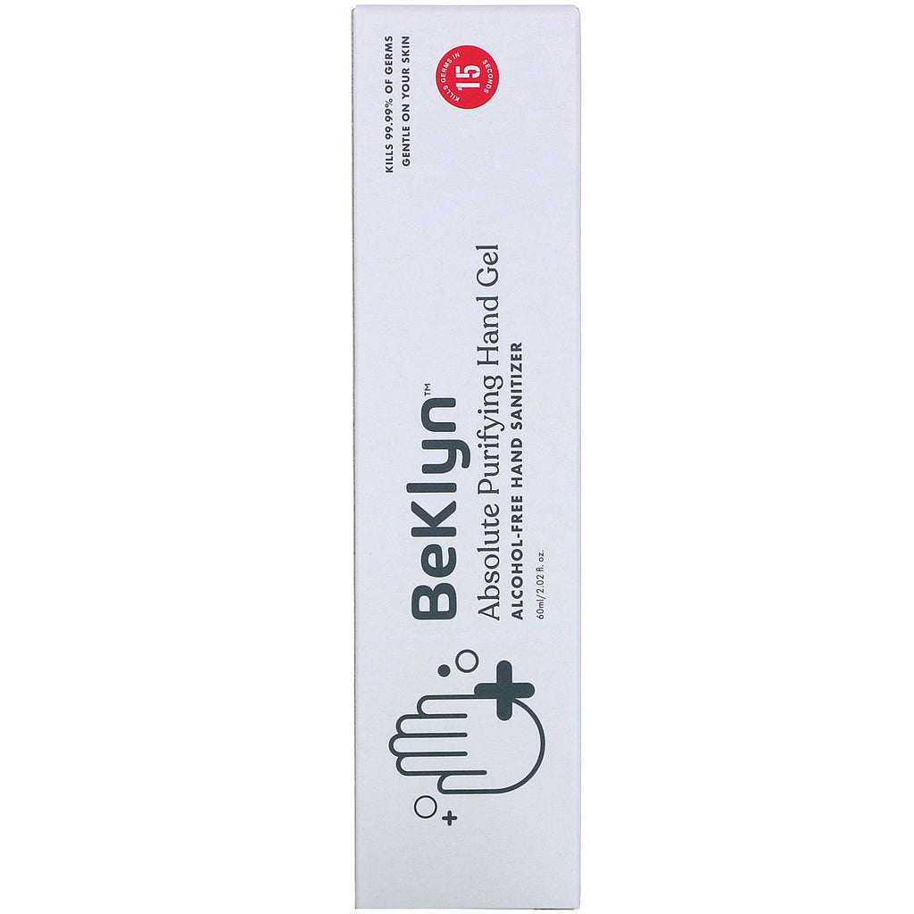 BeKLYN, Gel para manos purificante absoluto, desinfectante para manos sin alcohol, 60 ml (2,02 oz. líq.)