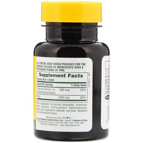 Nature's Plus, Biotin & Folat, 30 tabletter