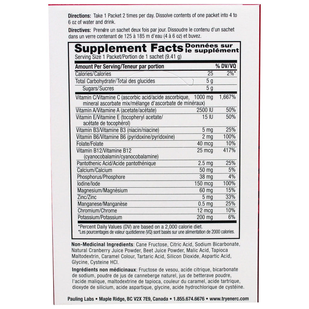 Ener-C, Vitamin C, Effervescent Powdered Drink Mix, Cranberry, 30 Packets, 10.0 oz (282.3 g)