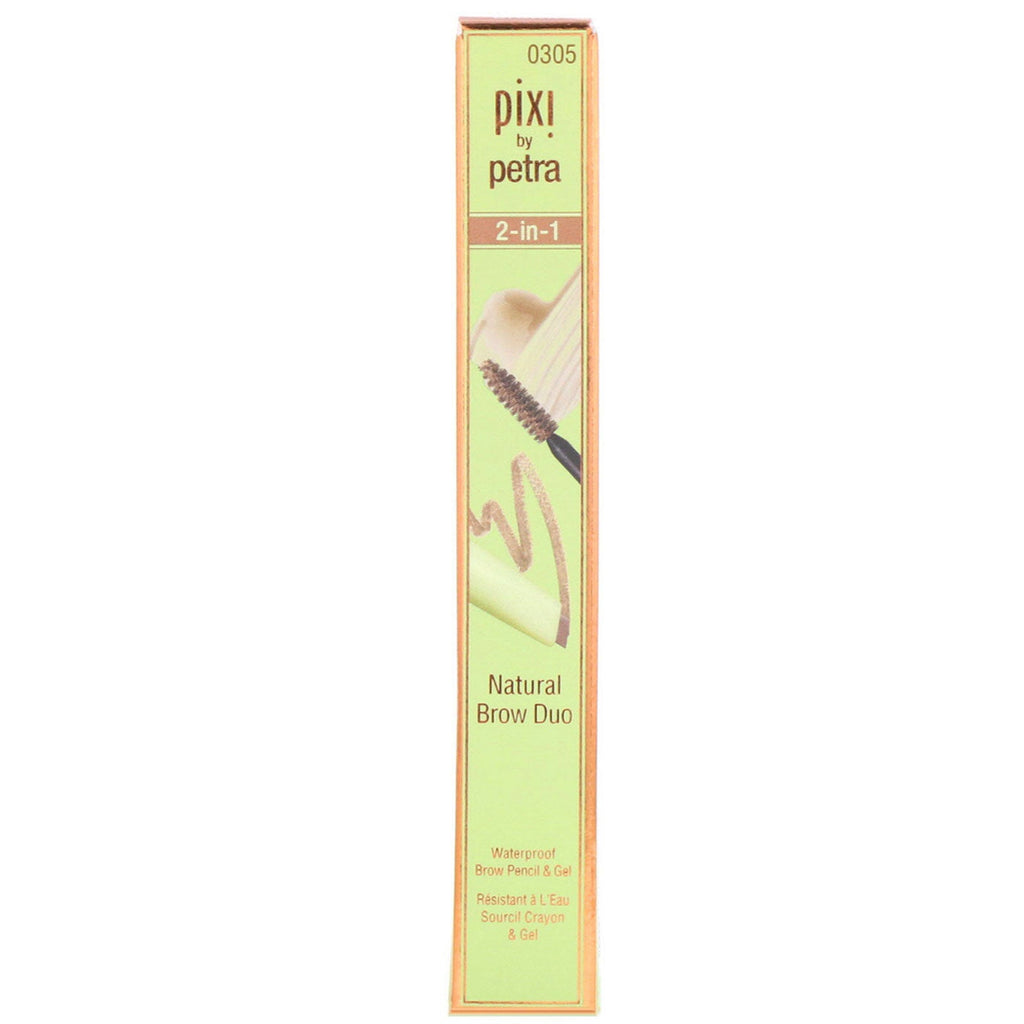 Pixi Beauty, 2-i-1 Natural Brow Duo, Vandtæt Brow Pencil &amp; Gel, Natural Brown, Pencil 0,007 oz (0,2 g) - Gel 0,084 fl oz (2,5 ml)