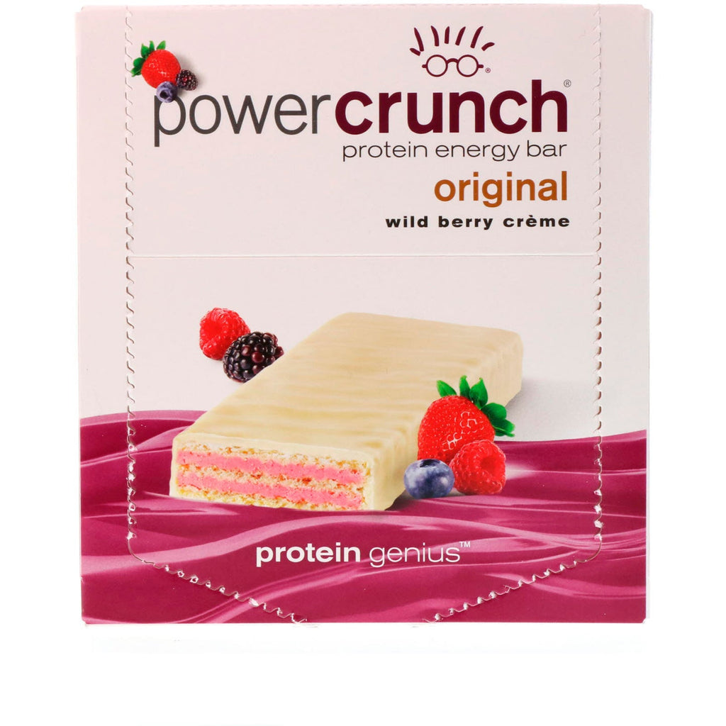 BNRG, Power Crunch Protein Energy Bar, Wild Berry Creme, 12 barer, 1,4 oz (40 g) hver