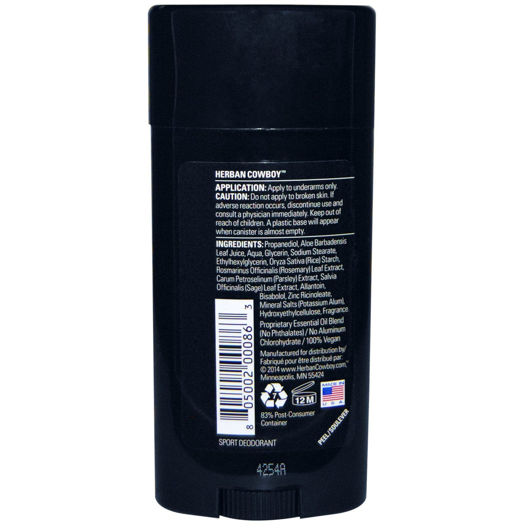 Herban Cowboy, Sport, Maximum Protection Deodorant, 2,8 oz (80 g)