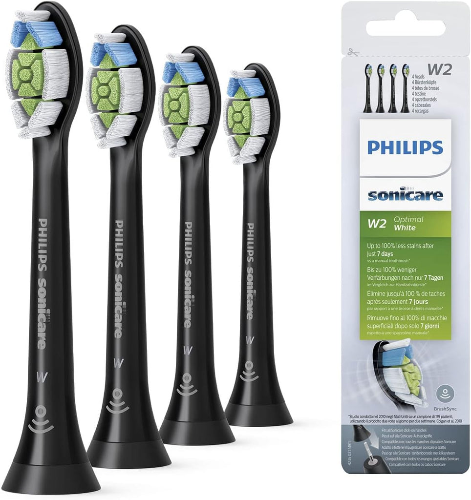 Philips Sonicare børstehoved | 4 hoveder | W2 Optimal [sort]