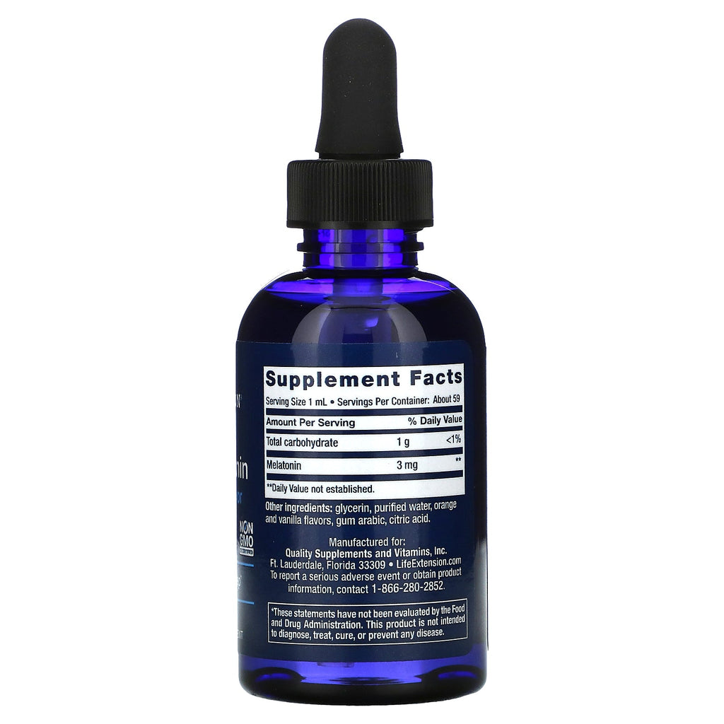 Life Extension, hurtigvirkende flydende melatonin, citrus-vanilje, 2 fl oz (59 ml)