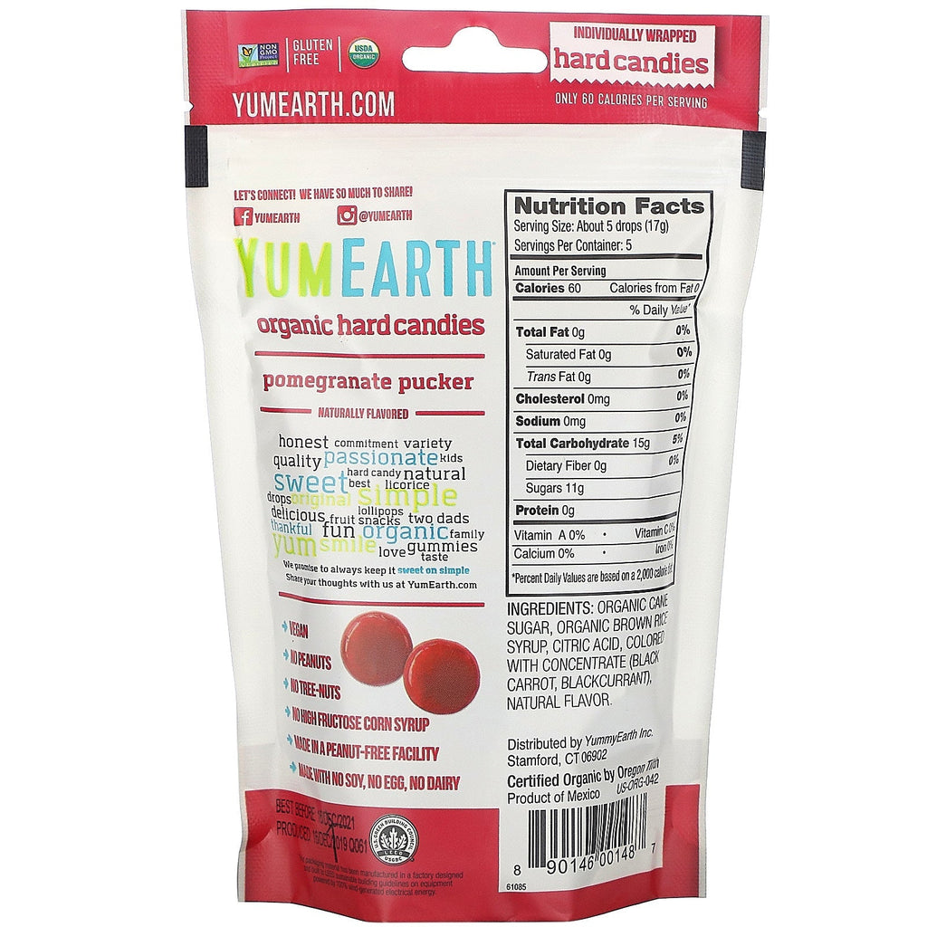 YumEarth,  Hard Candies, Pomegranate Pucker, 3.3 oz (93.6 g)