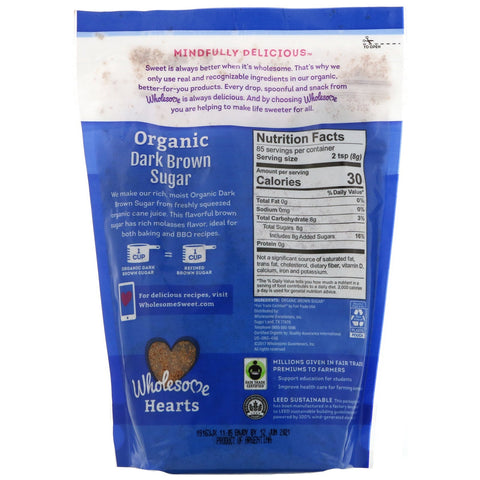 Wholesome,  Dark Brown Sugar, 1.5 lbs (24 oz.) - 680 g