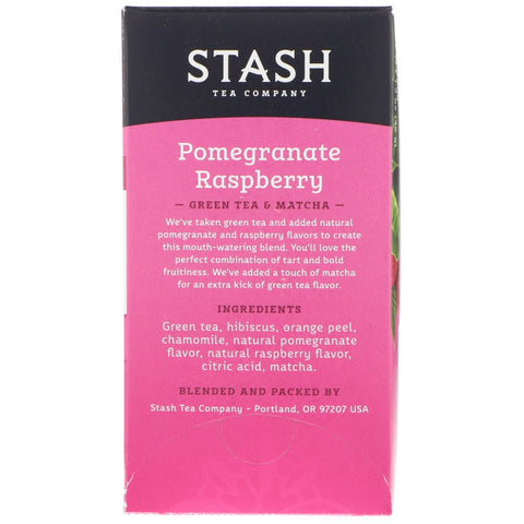 Stash Tea, Green Tea & Matcha, Pomegranate Raspberry, 18 Tea Bags, 1.2 oz (36 g)