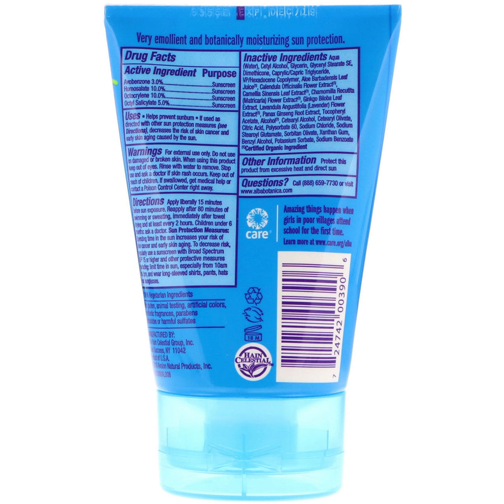 Alba Botanica, Sport Solcreme, SPF 45, 4 oz (113 g)