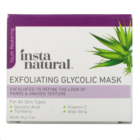 InstaNatural, eksfolierende glykolisk skønhedsmaske, 2 oz (56 g)