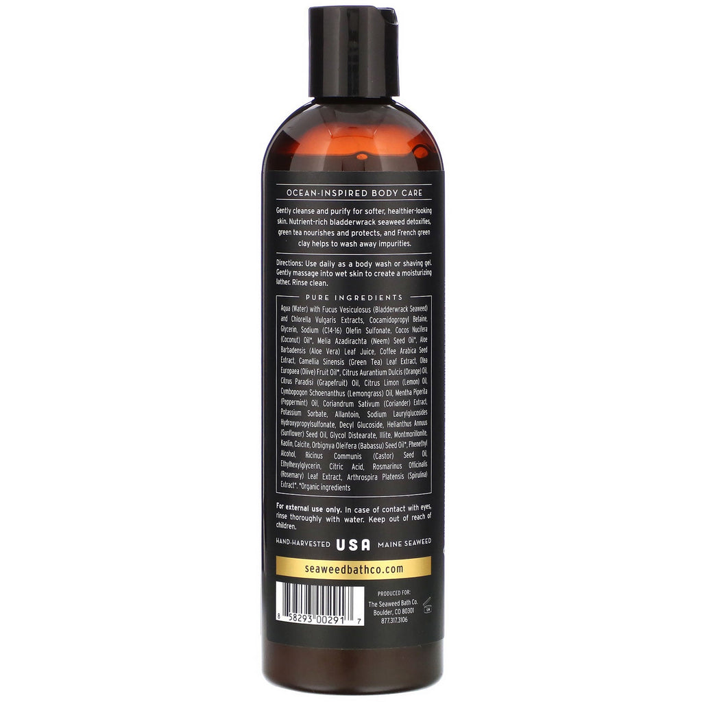 The Seaweed Bath Co., Gel de baño purificante desintoxicante, iluminador, hierba de limón y pomelo, 354 ml (12 oz. líq.)