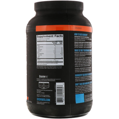 EFX Sports, Karbolyn Fuel, Orange, 4,3 lbs (1950 g)