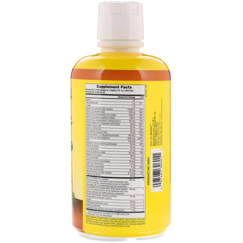 Nature's Plus, kilde til liv, flydende multivitamin- og mineraltilskud med fuldfoderkoncentrater, smag af tropisk frugt, 30 fl oz (887,10 ml)