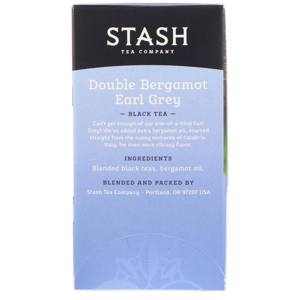 Stash Tea, té negro, bergamota doble Earl Grey, 18 bolsitas de té, 33 g (1,1 oz)