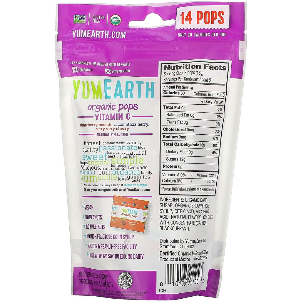 YumEarth, Vitamin C Pops, 14 Pops, 3 oz (85 g)