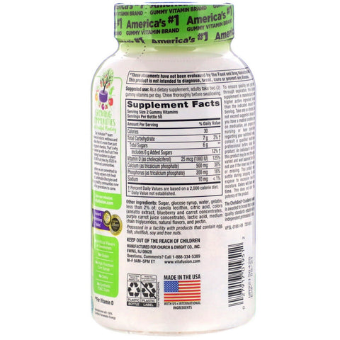 VitaFusion, calcio, sabores naturales de frutas y crema, 500 mg, 100 gomitas