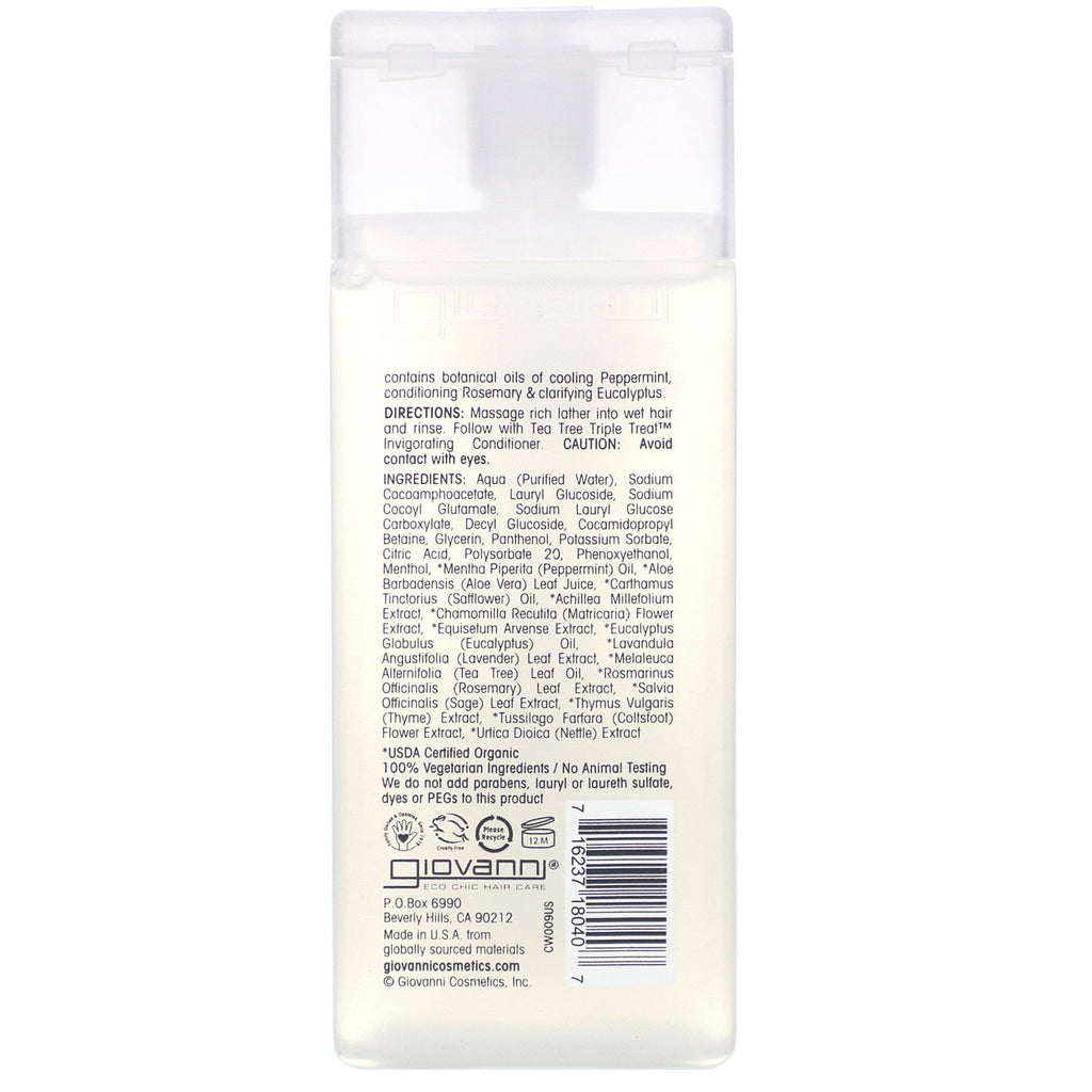 Giovanni, Tea Tree Triple Treat Invigorating Shampoo, 2 fl oz (60 ml)