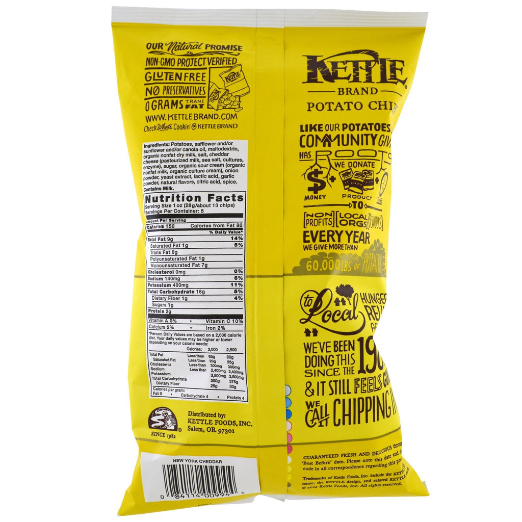 Kettle Foods, Potato Chips, New York Cheddar, 5 oz (142 g)