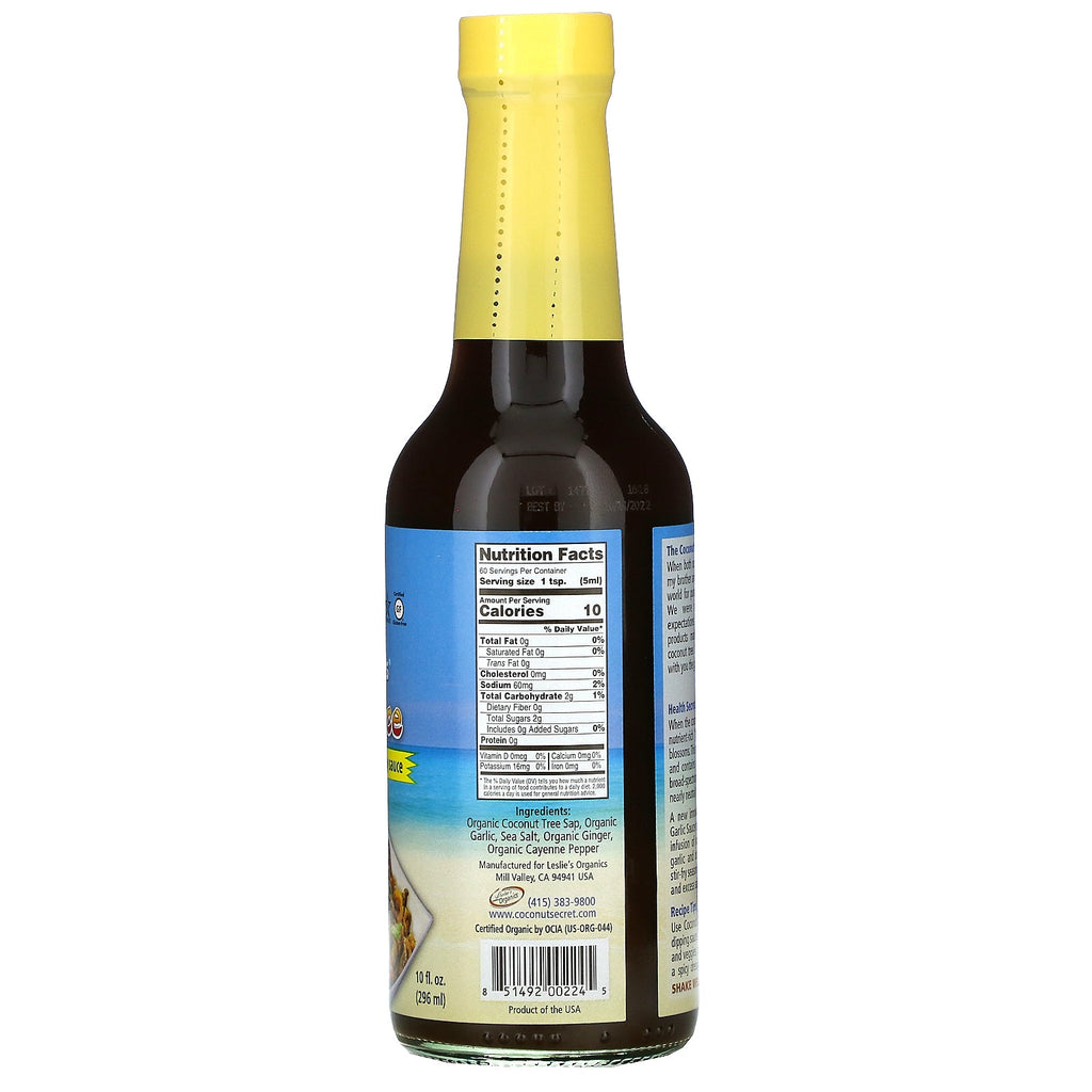 Coconut Secret, Coconut Aminos, Hvidløgssauce, 10 fl oz (296 ml)