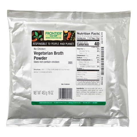 Frontier Natural Products, Vegetar Bouillon Pulver, No-Chicken, 16 oz (453 g)