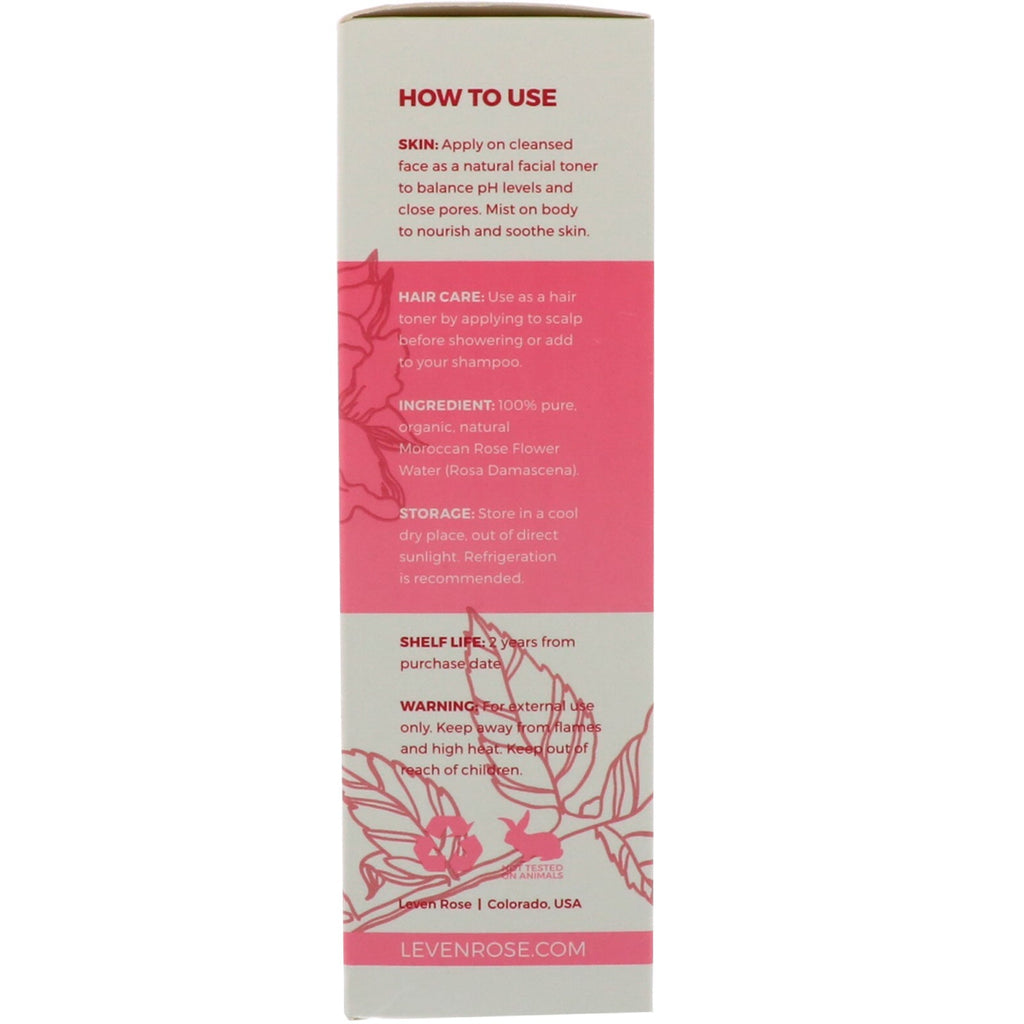 Leven Rose, 100 % pura y agua de rosas, 4 fl oz (118 ml)