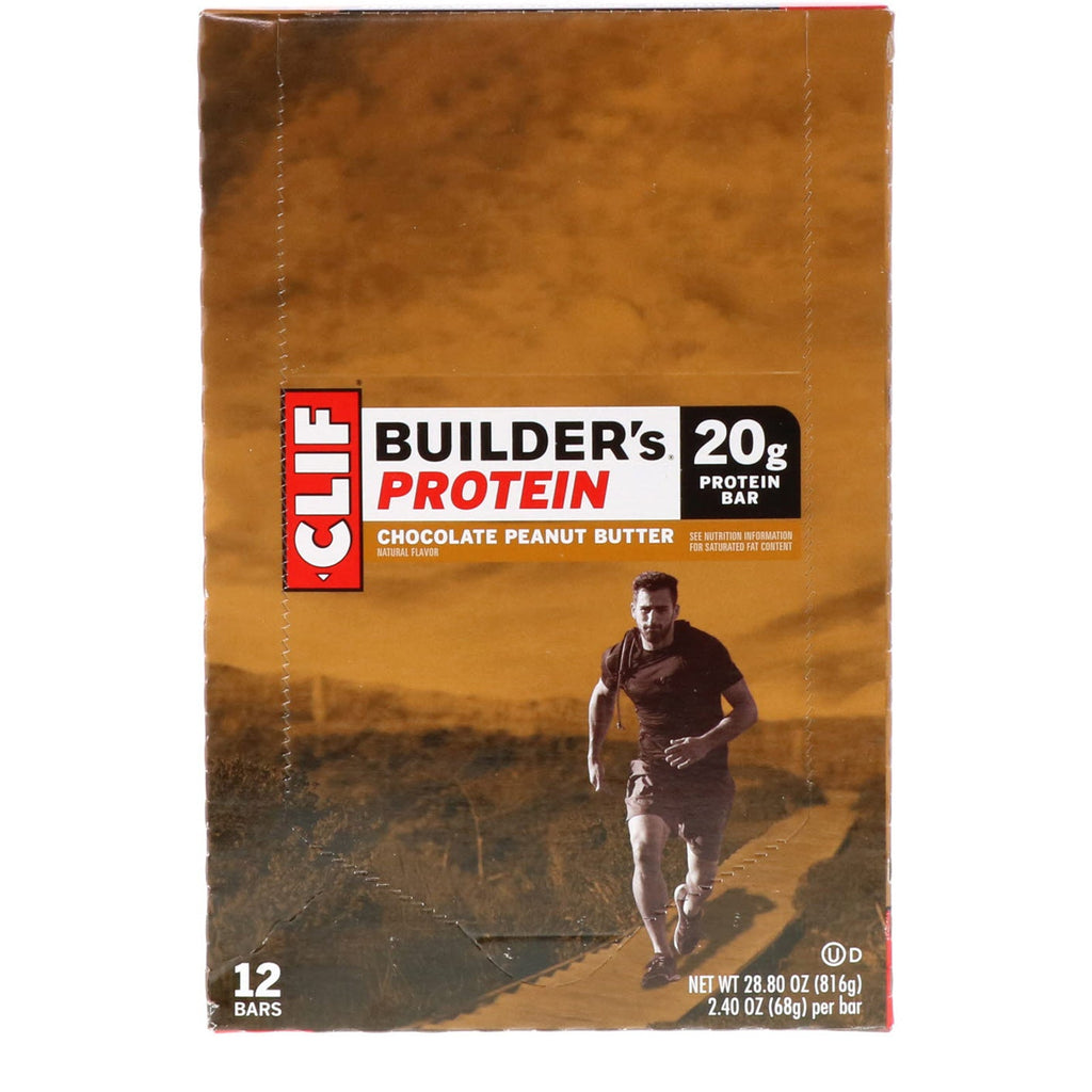 Clif Bar, Builder's Protein Bar, Chokolade Peanut Butter, 12 barer, 2,4 oz (68 g) hver