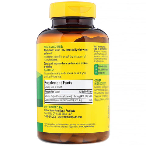 Nature Made, Calcio con vitamina D3, 600 mg, 220 comprimidos