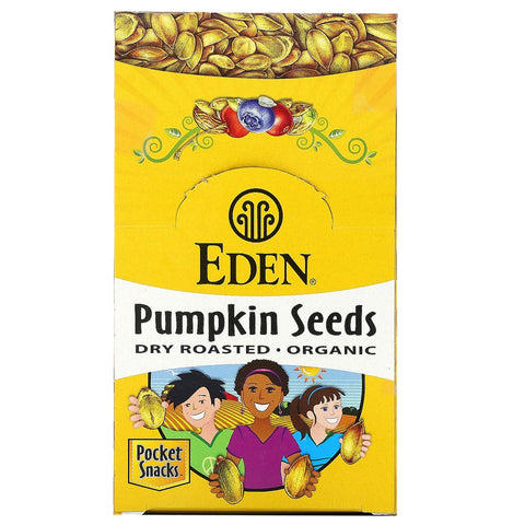 Eden Foods, Pocket Snacks,  Pumpkin Seeds, Dry Roasted, 12 Packages, 1 oz (28.3 g) Each