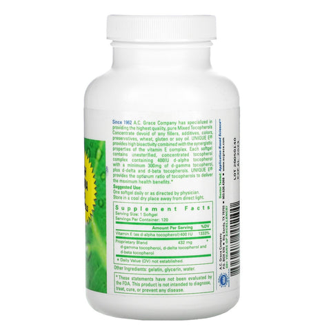 AC Grace Company, Unique E, 120 Softgels