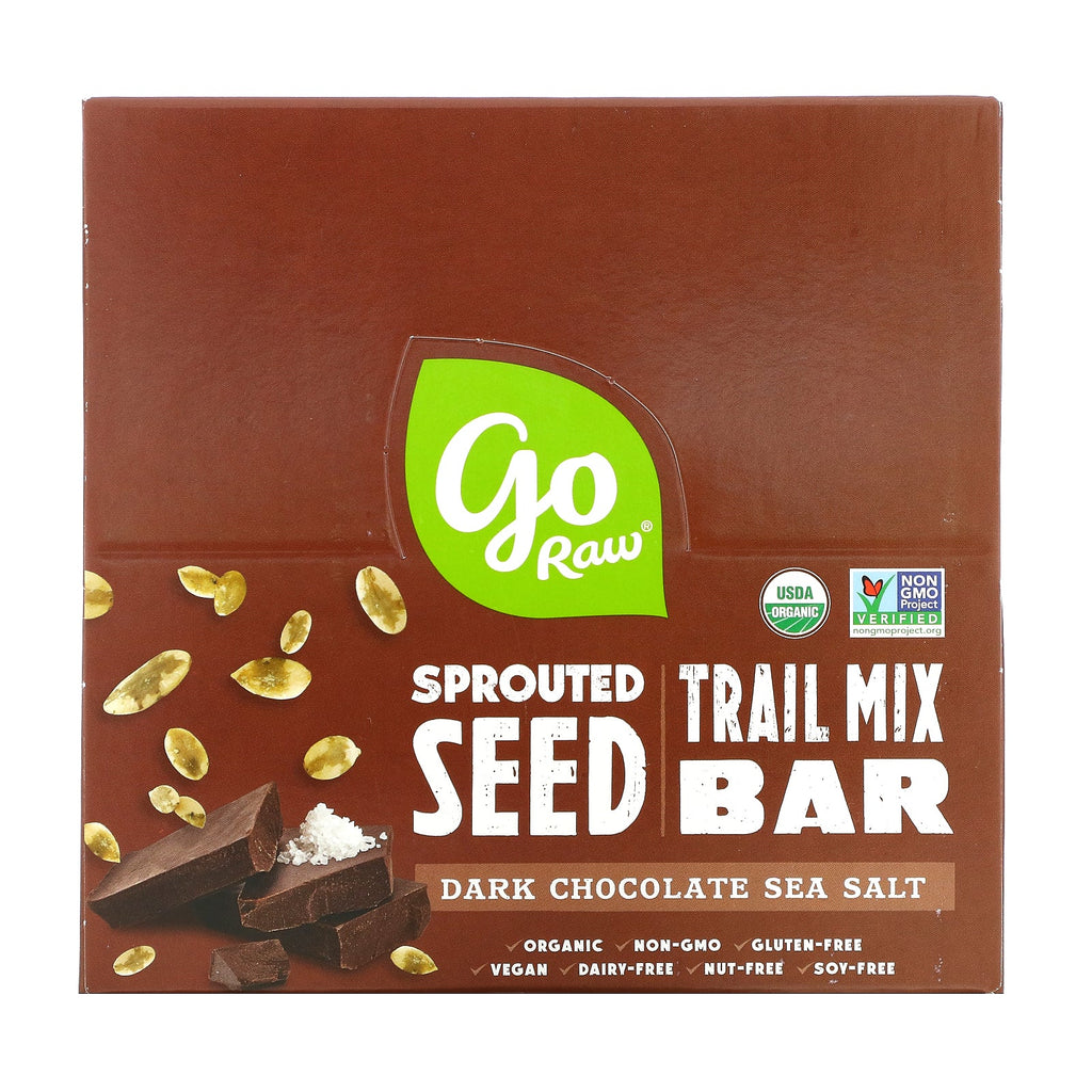 Go Raw, Sprouted Seed Trail Mix Bar, mørk chokolade havsalt, 12 barer, 1,2 oz (34 g) hver