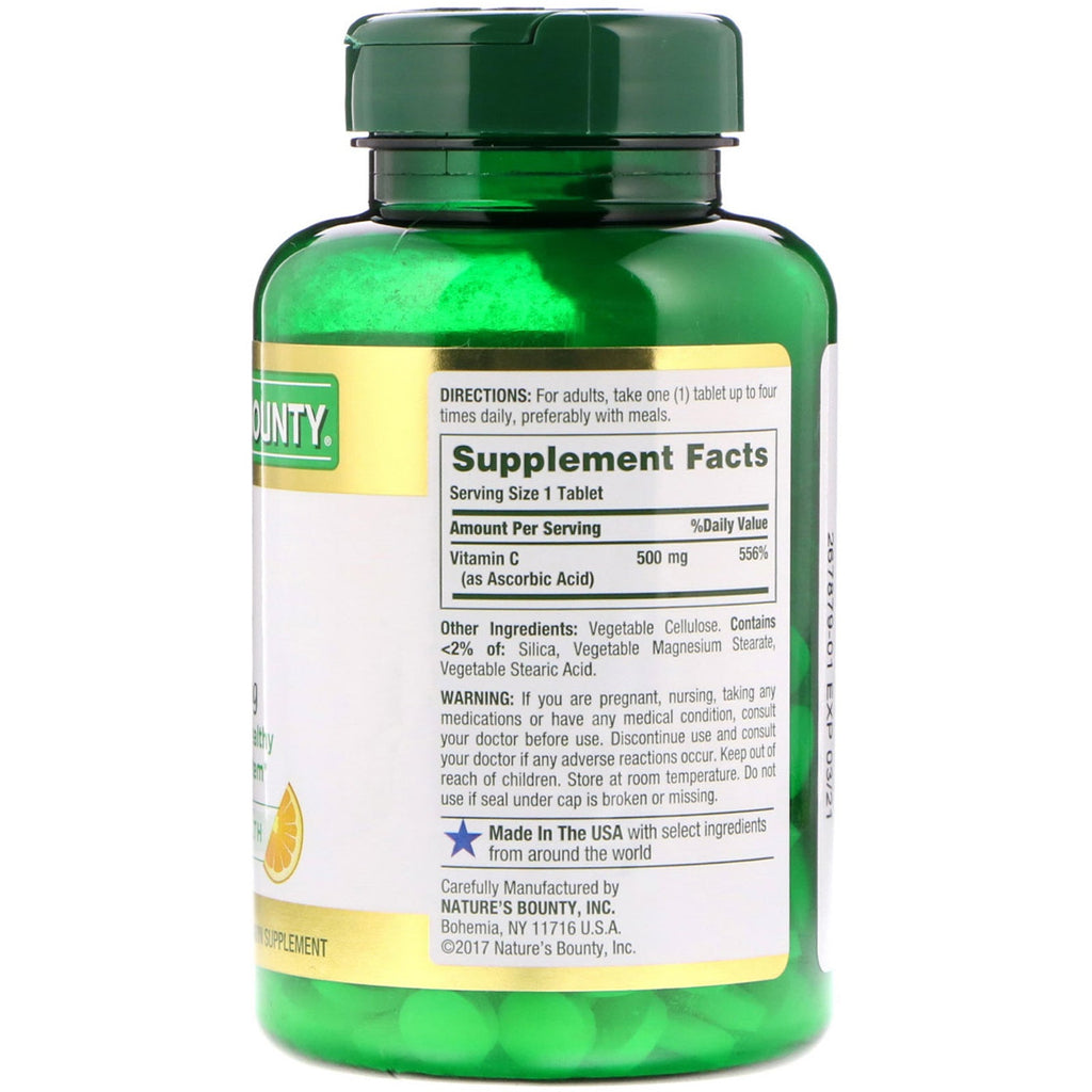 Nature's Bounty, C-vitamin, 500 mg, 250 tabletter