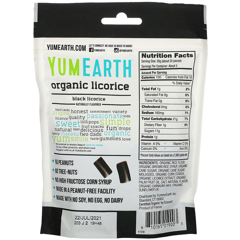 YumEarth, lakrids, sort, 5 oz (142 g)