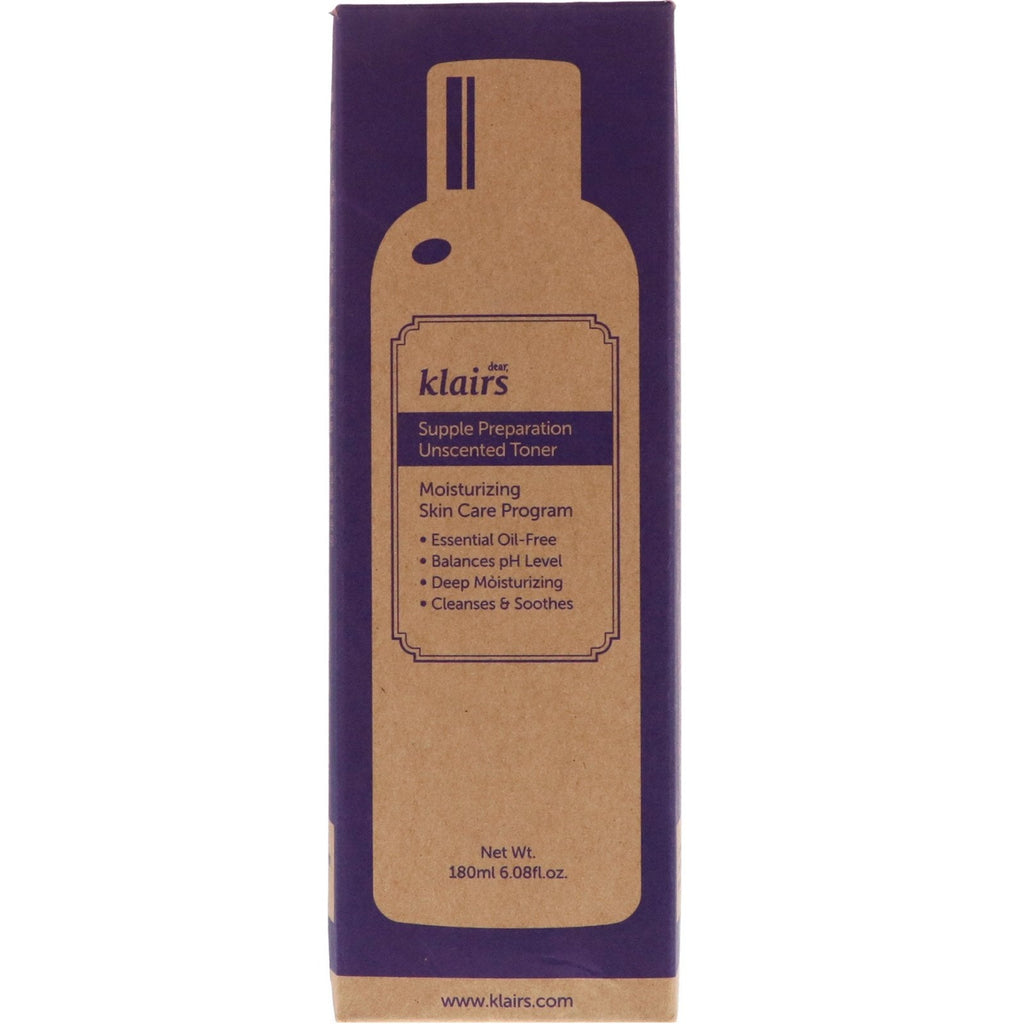 Kære, Klairs, Supple Preparation uparfumeret toner, 6,08 fl oz (180 ml)