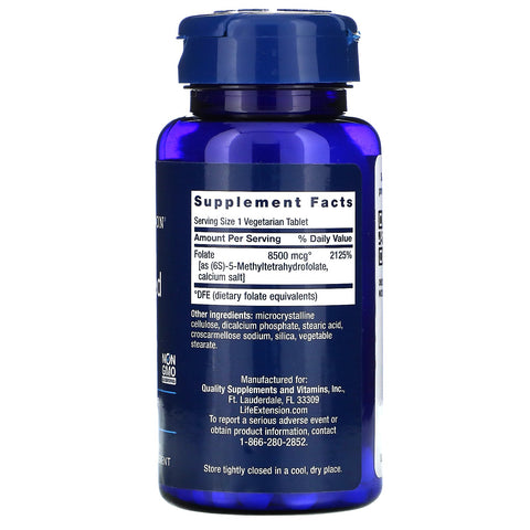 Life Extension, folato optimizado de alta potencia, 8500 mcg de DFE, 30 tabletas vegetarianas