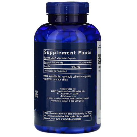 Life Extension, Cápsulas de inositol, 1000 mg, 360 cápsulas vegetarianas