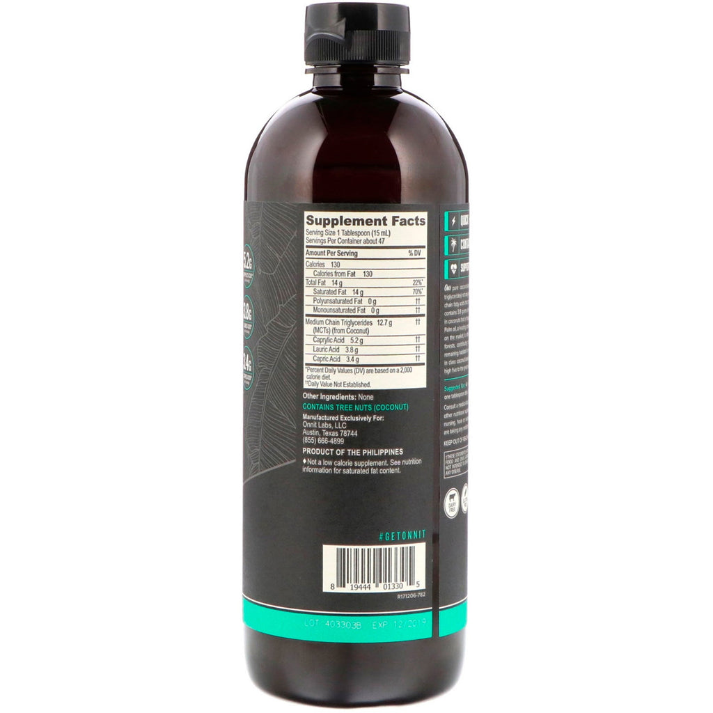 Onnit, Aceite MCT, Sin sabor, 24 fl oz (709 ml)