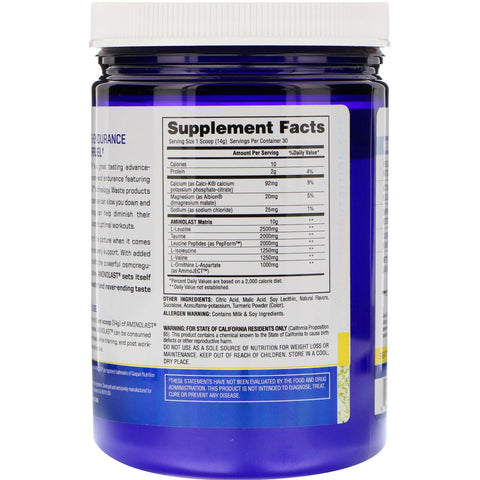 Gaspari Nutrition, Aminolast, Recovery & Endurance BCAA Superfuel, Lemon Ice, 14,8 oz (420 g)