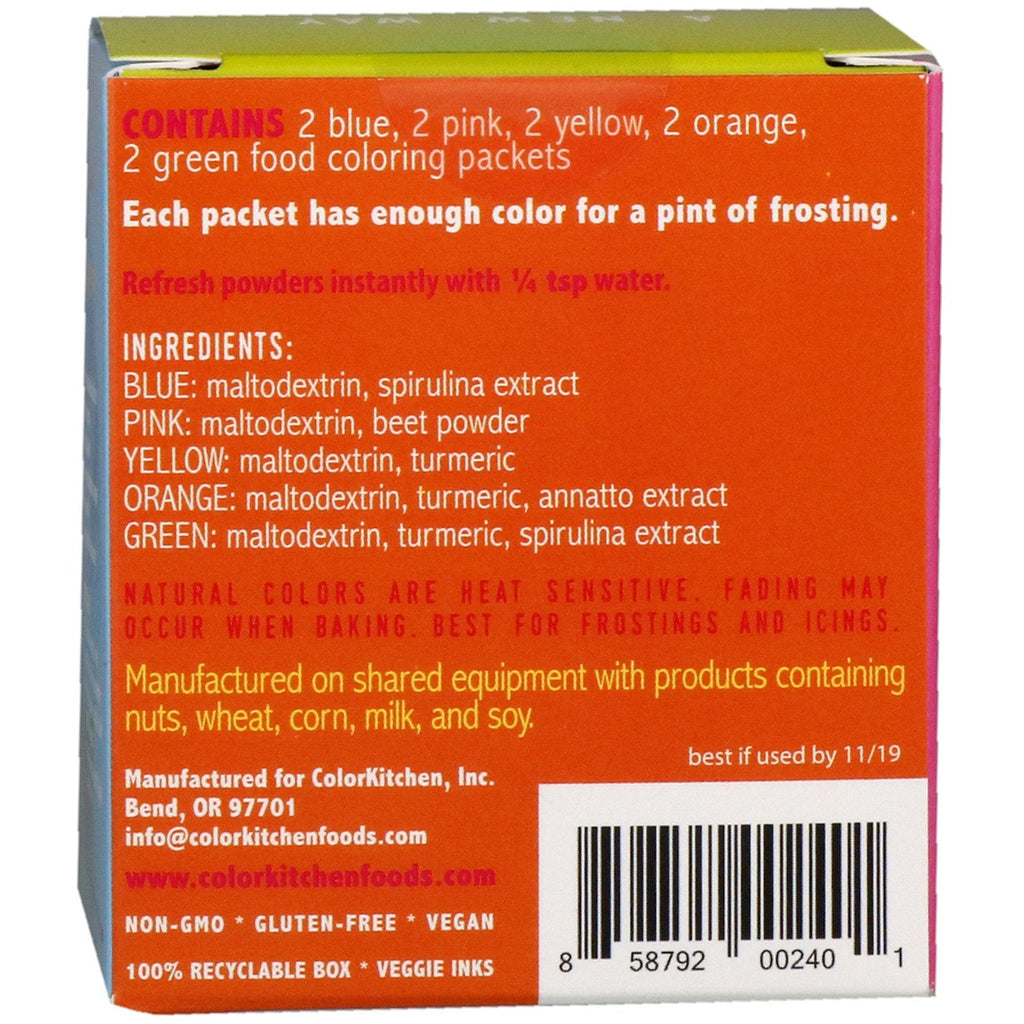 ColorKitchen, Food Colors From Nature, Multi-Color, 10 Packets, 0.088 oz (2.5 g) Each