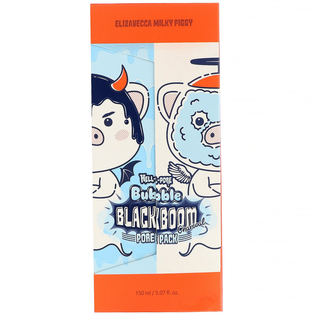 Elizavecca, Milky Piggy, Hell-Pore, Bubble Blackboom Charcoal Pore Pack, 5.07 fl oz (150 ml)