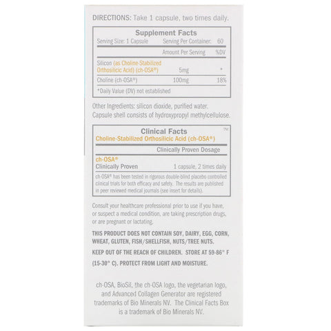 BioSil de Natural Factors, generador avanzado de colágeno, 60 cápsulas líquidas veganas pequeñas