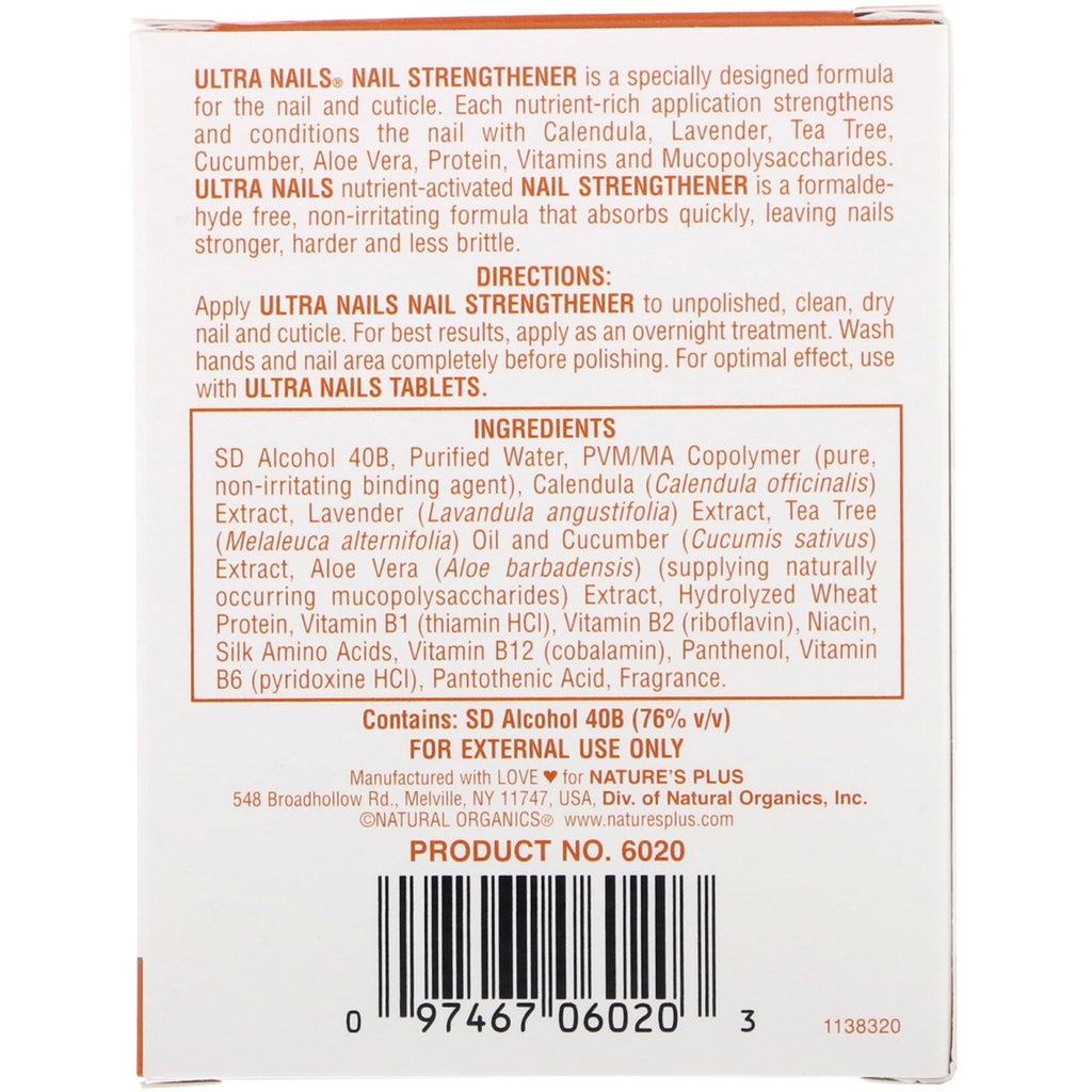 Nature's Plus, Ultra Nails, Nail Strengthener, 1/4 fl oz (7,4 ml)