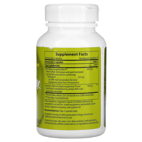 Terapia enzimática, Resveratrol~Forte, 125 mg, 60 cápsulas vegetales