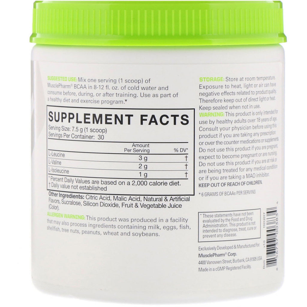 MusclePharm, Essentials, BCAA, Blue Raspberry, 0.50 lbs (225 g)