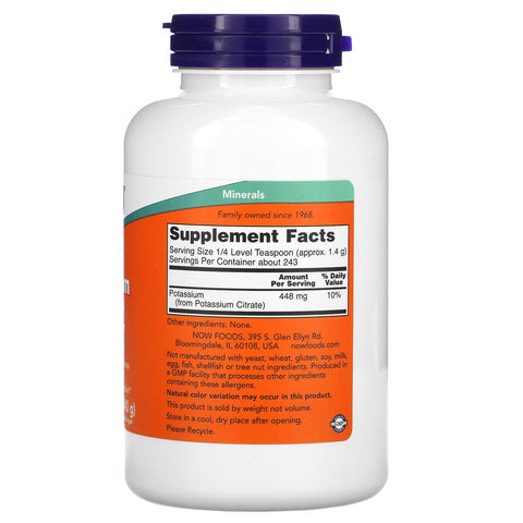 Now Foods, kaliumcitrat rent pulver, 12 oz (340 g)