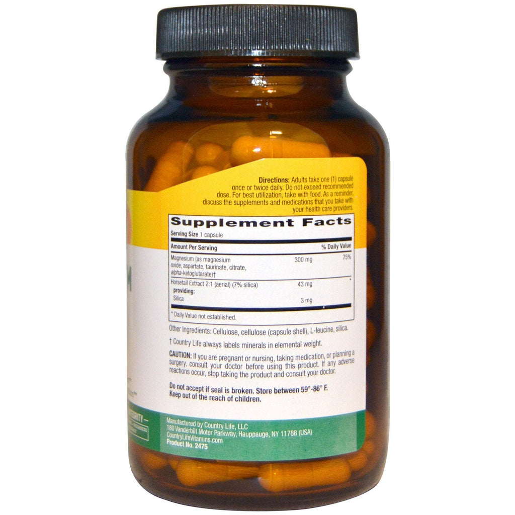 Country Life, Target-Mins Magnesium Caps with Silica, 300 mg, 120 Vegetarian Capsules