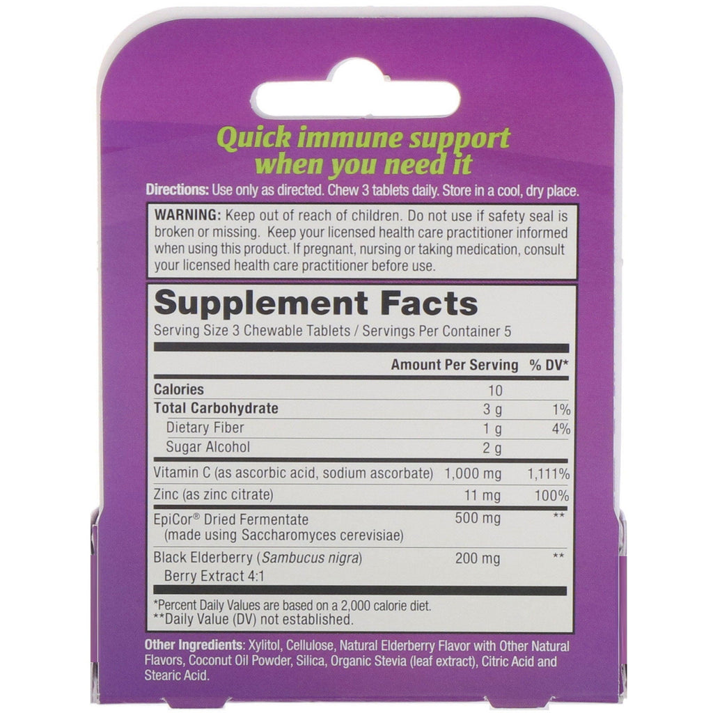 Zand, Immune Fast, Sweet Elderberry, 15 Chewable Tablets